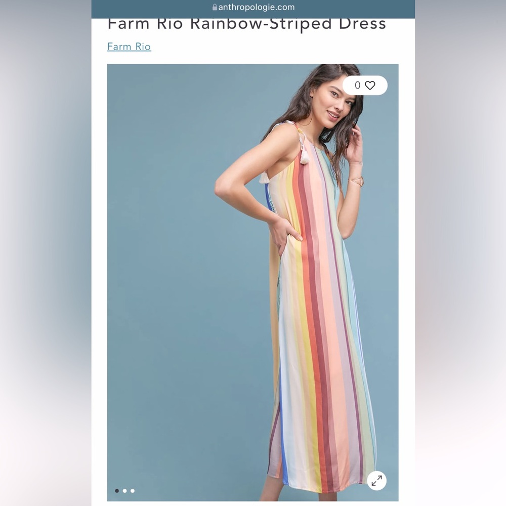NWT FARM RIO RAINBOW STRIPE 🌈 DRESS XS